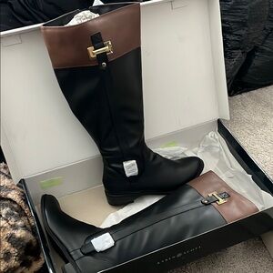 Karen Scott Black and Brown Knee-High Boots size 9 Wife Calf